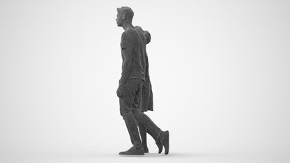 3D human model woman casual couple, photogrammetry scanned person for archviz, square thumbnail