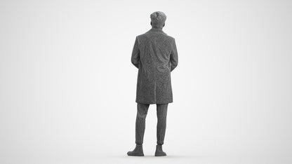 realistic 3D human man business standing, archviz people FBX OBJ for Blender, wireframe front view