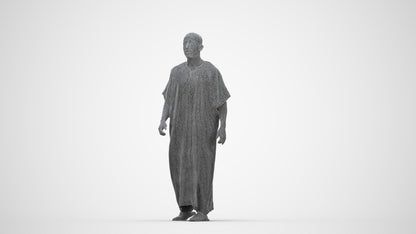 3D scanned man walking, photorealistic archviz people for Enscape and SketchUp, wireframe back view