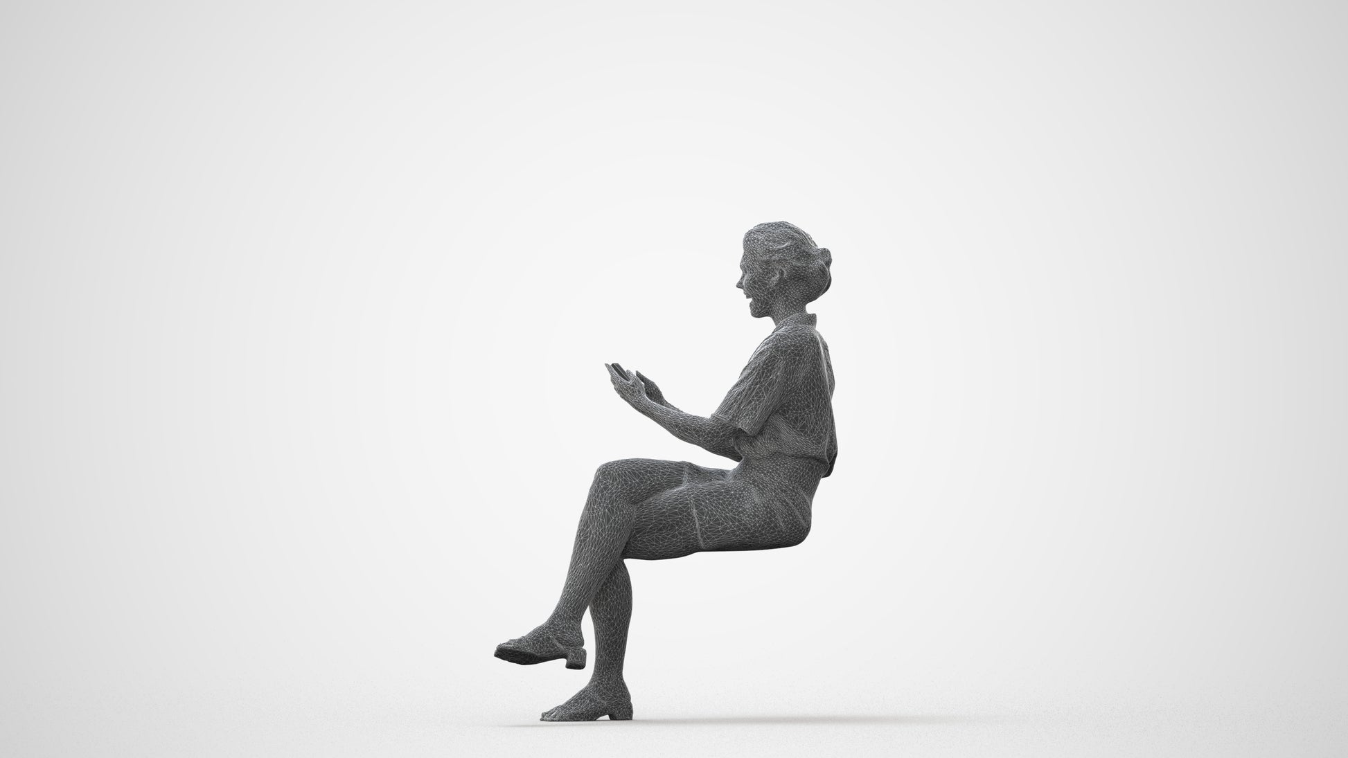 3D scanned woman sitting casual, photorealistic archviz people for Enscape and SketchUp, square thumbnail