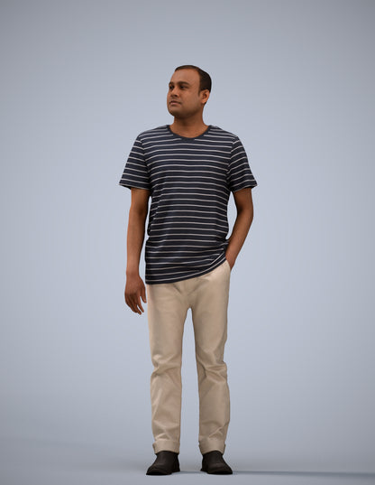 3D people model man casual standing, scanned human for 3ds Max rendering