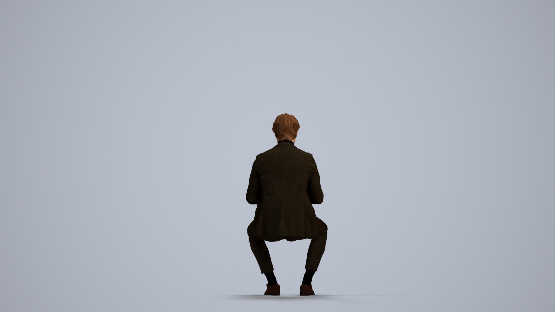 photogrammetry 3D man business sitting, realistic human model archviz FBX, front view render