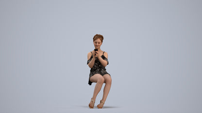 realistic 3D human girl casual kids, archviz people FBX OBJ for Blender, standing pose render