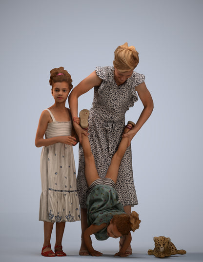 3D human model girl casual kids, photogrammetry scanned person for archviz