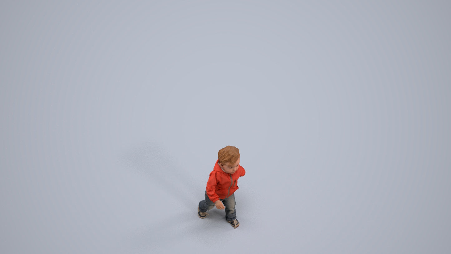 realistic 3D human boy casual kids, archviz people FBX OBJ for Blender, back view render