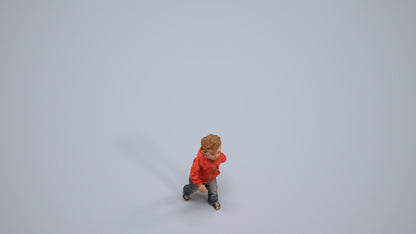 realistic 3D human boy casual kids, archviz people FBX OBJ for Blender, back view render