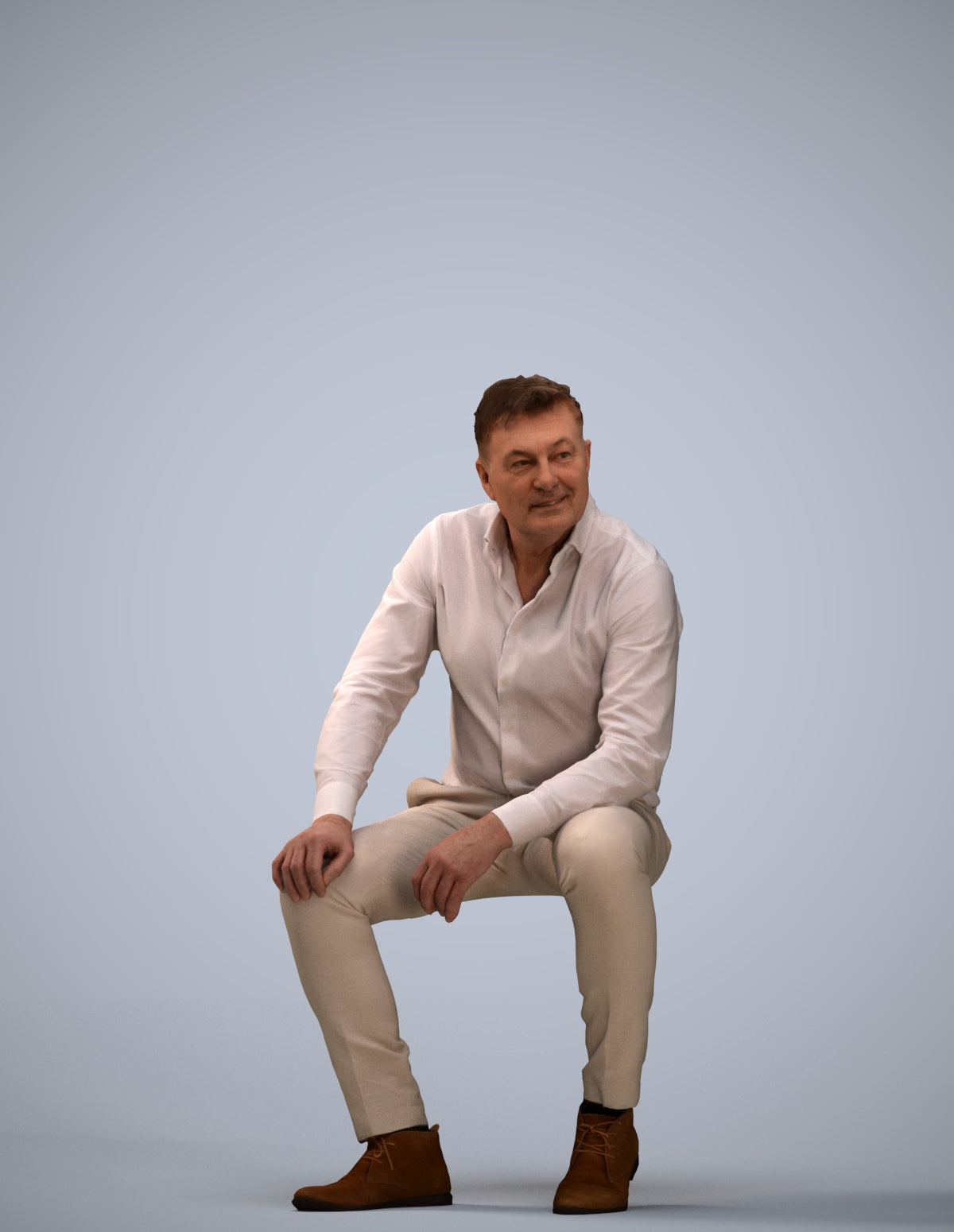 3D people model man casual sitting, scanned human for 3ds Max rendering