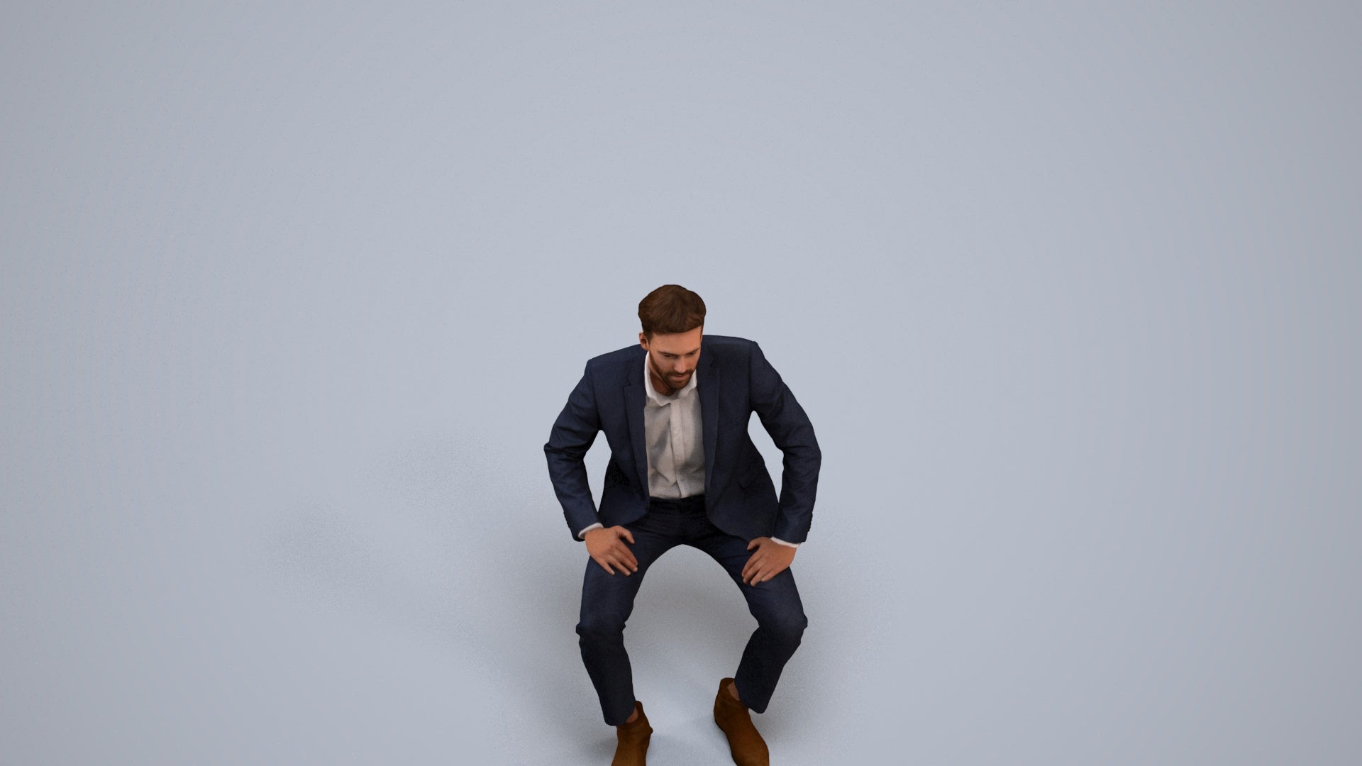 realistic 3D man business pool, scanned archviz people for Blender and 3ds Max, back view render
