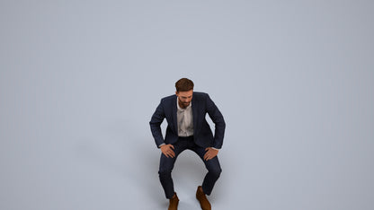 realistic 3D man business pool, scanned archviz people for Blender and 3ds Max, back view render