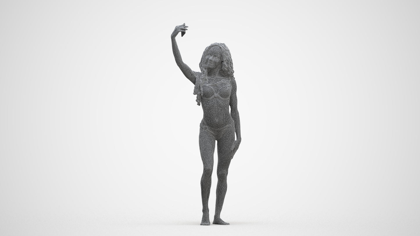 3D people model woman pool, scanned human for 3ds Max rendering, three-quarter front view render