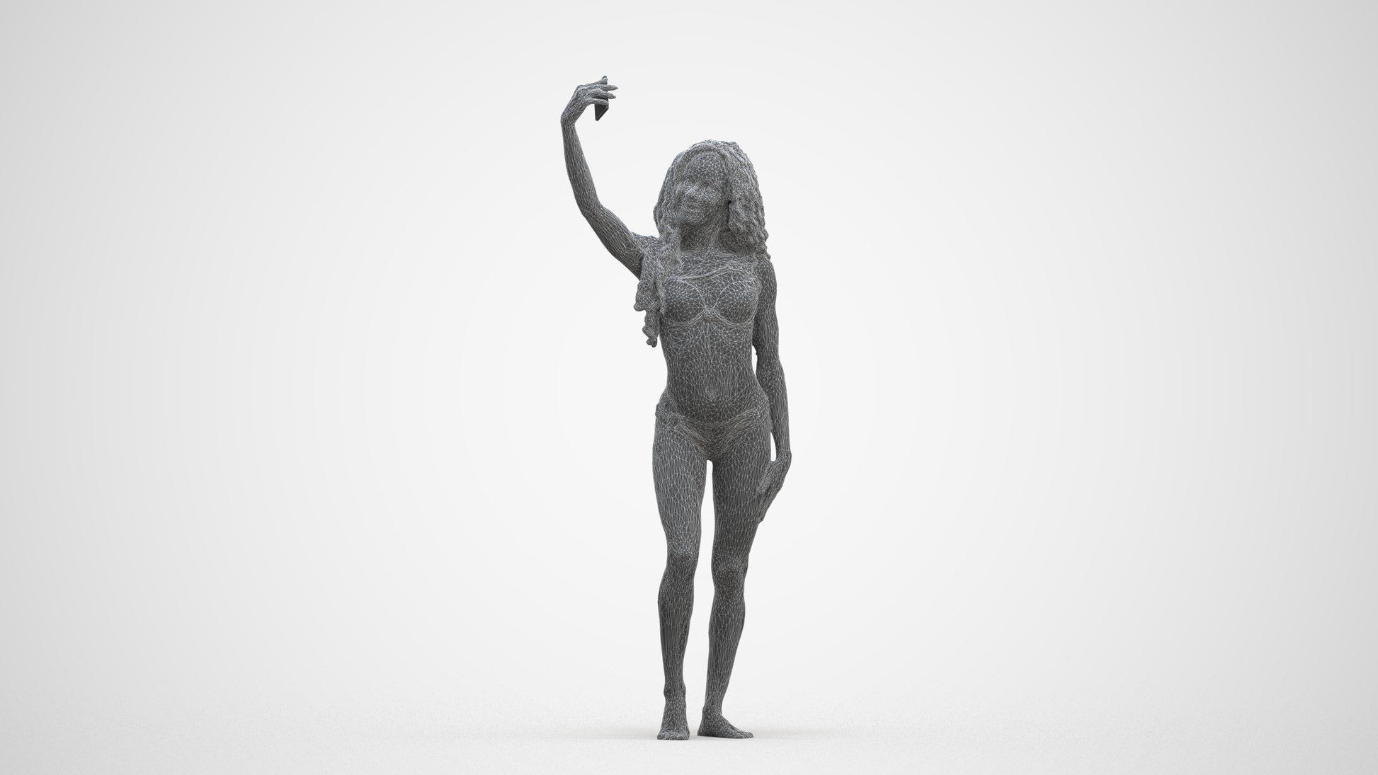 3D people model woman pool, scanned human for 3ds Max rendering, three-quarter front view render