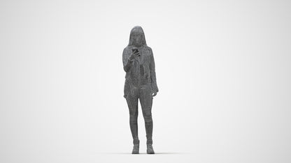 realistic 3D human woman casual shopping, archviz people FBX OBJ for Blender, wireframe back view