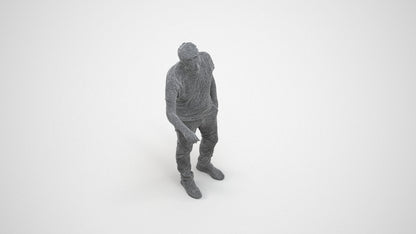 realistic 3D human senior man casual door, archviz people FBX OBJ for Blender, wireframe three-quarter view