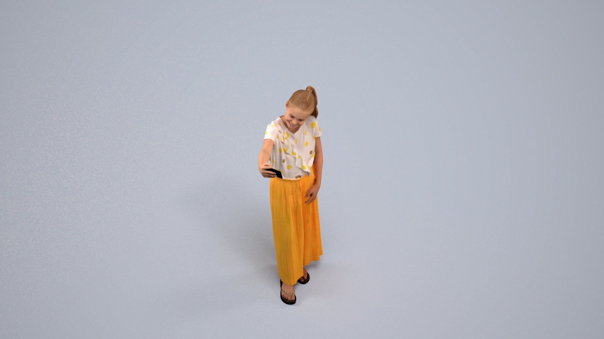 photogrammetry 3D girl casual kids, realistic human model archviz FBX, back view render