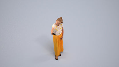 photogrammetry 3D girl casual kids, realistic human model archviz FBX, back view render