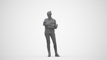 realistic 3D girl casual kids, scanned archviz people for Blender and 3ds Max, wireframe back view