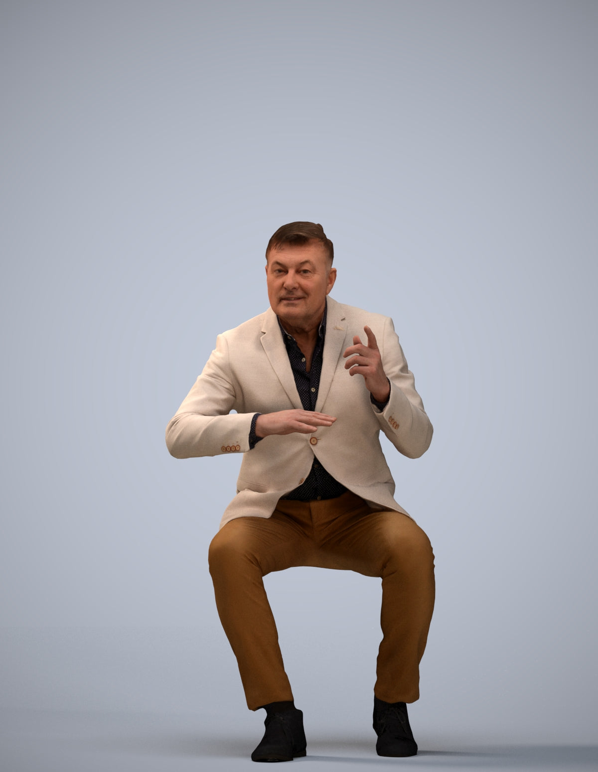 3D human model man business, photogrammetry scanned person for archviz