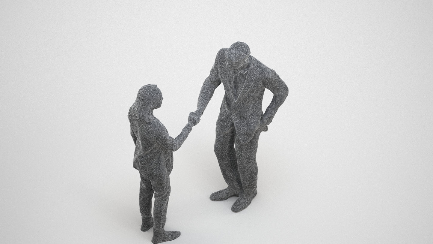 photogrammetry 3D woman business, realistic human model archviz FBX, wireframe three-quarter view