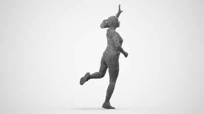 realistic 3D woman sport, scanned archviz people for Blender and 3ds Max, wireframe side view