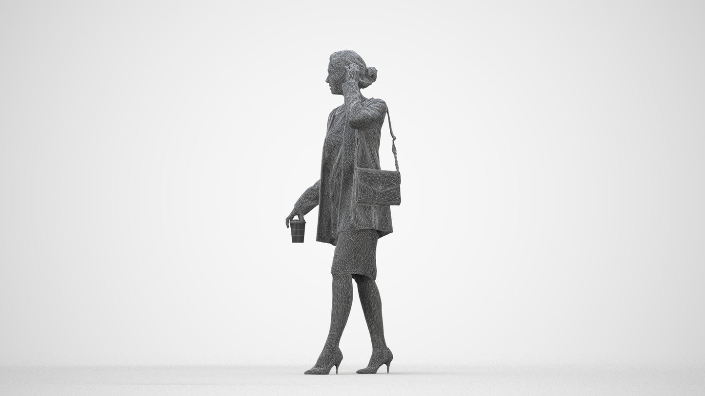 realistic 3D people woman casual couple, render-ready for V-Ray and Corona, FBX OBJ, wireframe back view