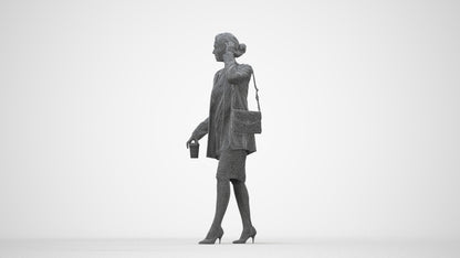 realistic 3D people woman casual couple, render-ready for V-Ray and Corona, FBX OBJ, wireframe back view