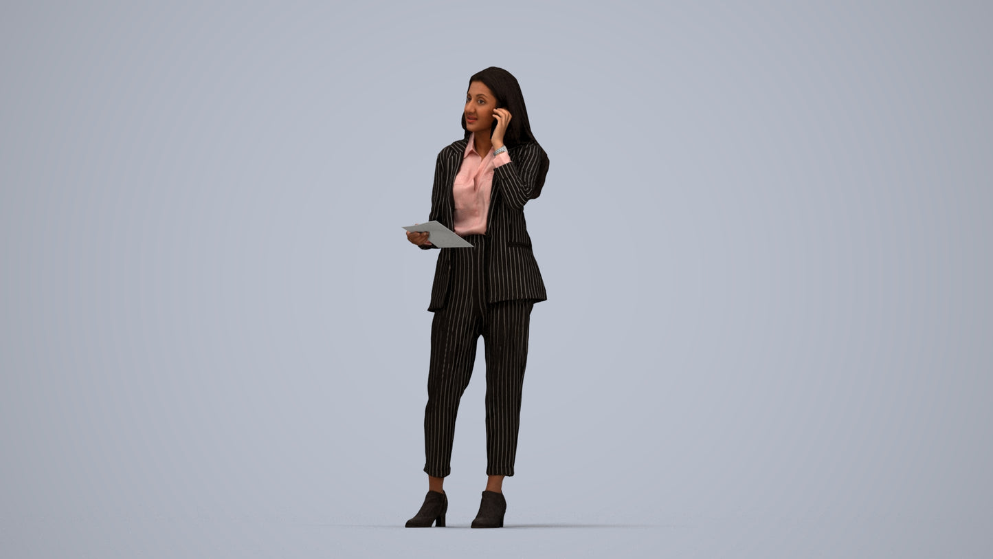 3D scanned woman business, photorealistic archviz people for Enscape and SketchUp, top-down view render