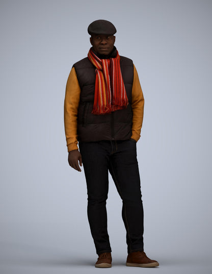 3D scanned man standing casual, photorealistic archviz people for Enscape and SketchUp