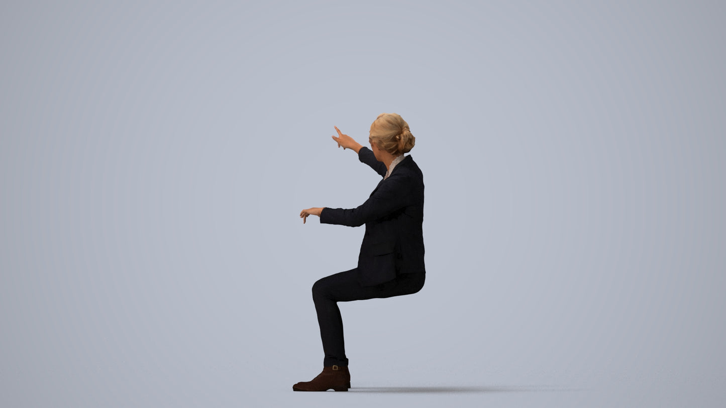 scanned 3D woman business mix, photogrammetry people for Enscape and V-Ray, three-quarter view render