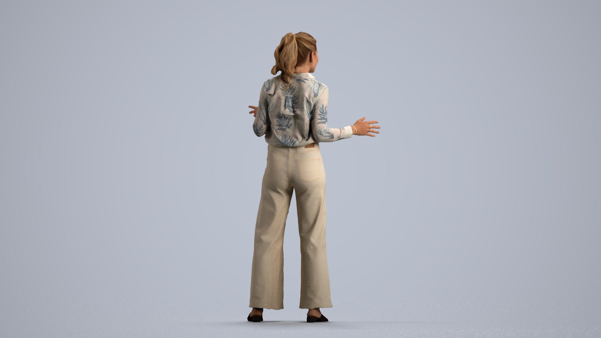scanned 3D woman casual standing, photogrammetry people for Enscape and V-Ray, front view render