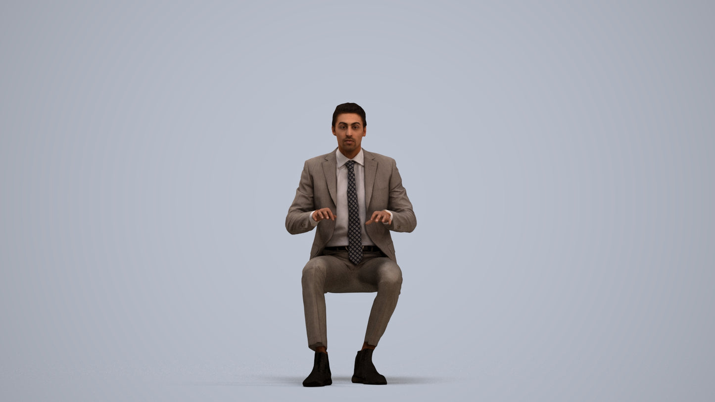 realistic 3D human man business, archviz people FBX OBJ for Blender, standing pose render