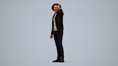3D people model man casual standing, scanned human for 3ds Max rendering, top-down view render