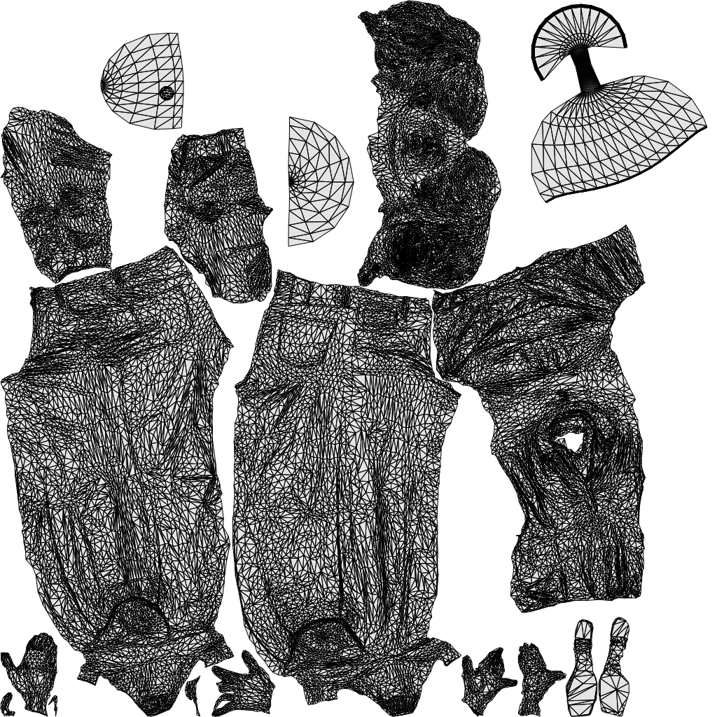 scanned 3D woman casual standing, photogrammetry people for Enscape and V-Ray, wireframe top-down view