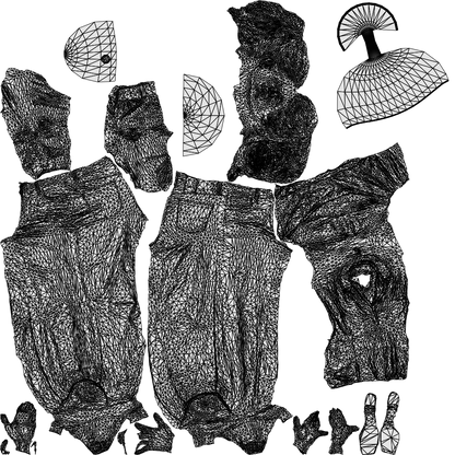 scanned 3D woman casual standing, photogrammetry people for Enscape and V-Ray, wireframe top-down view