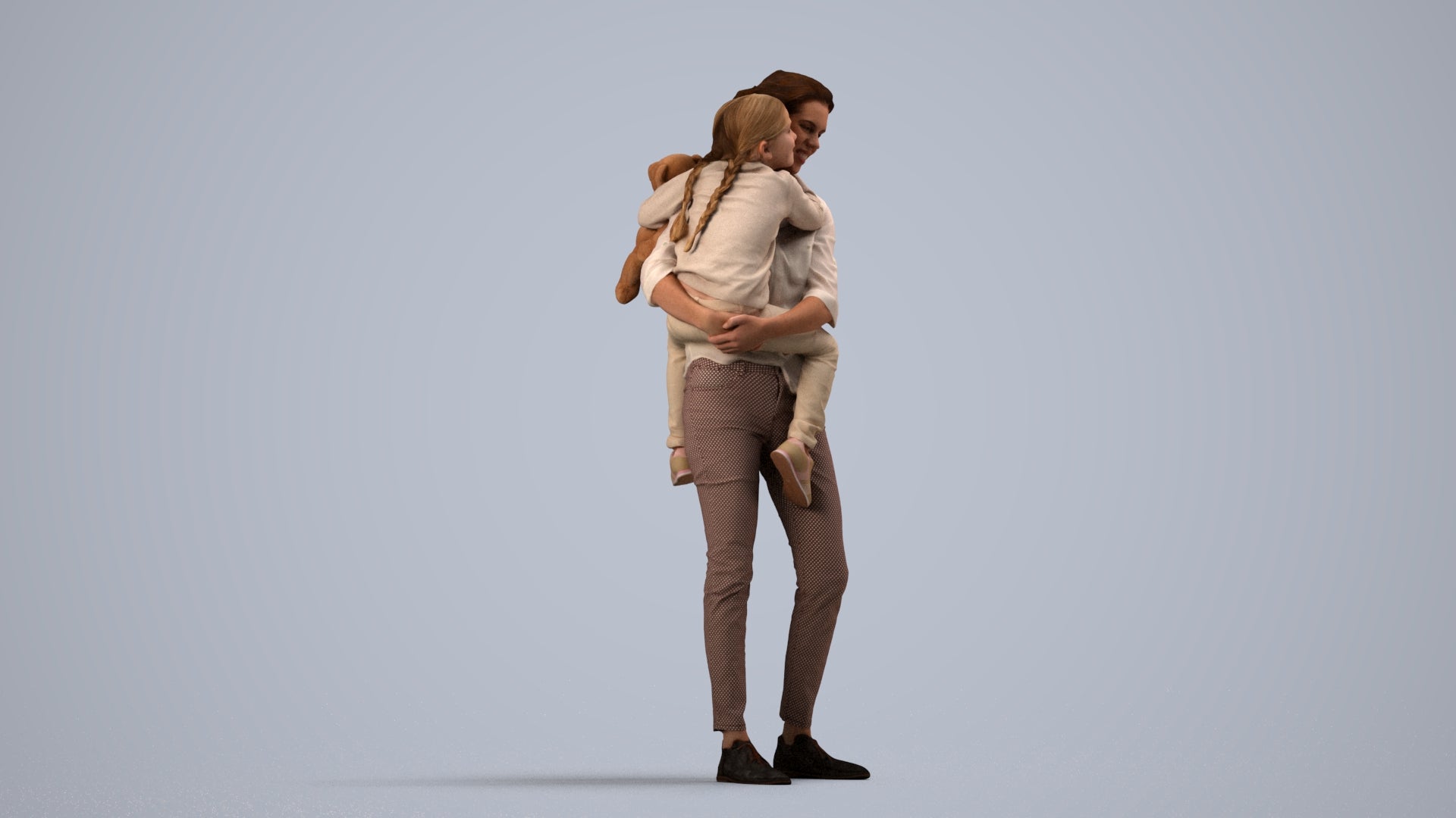 3D scanned girl kids casual, photorealistic archviz people for Enscape and SketchUp, side view render