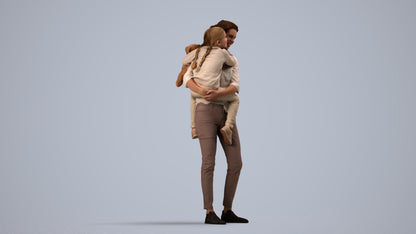 3D scanned girl kids casual, photorealistic archviz people for Enscape and SketchUp, side view render
