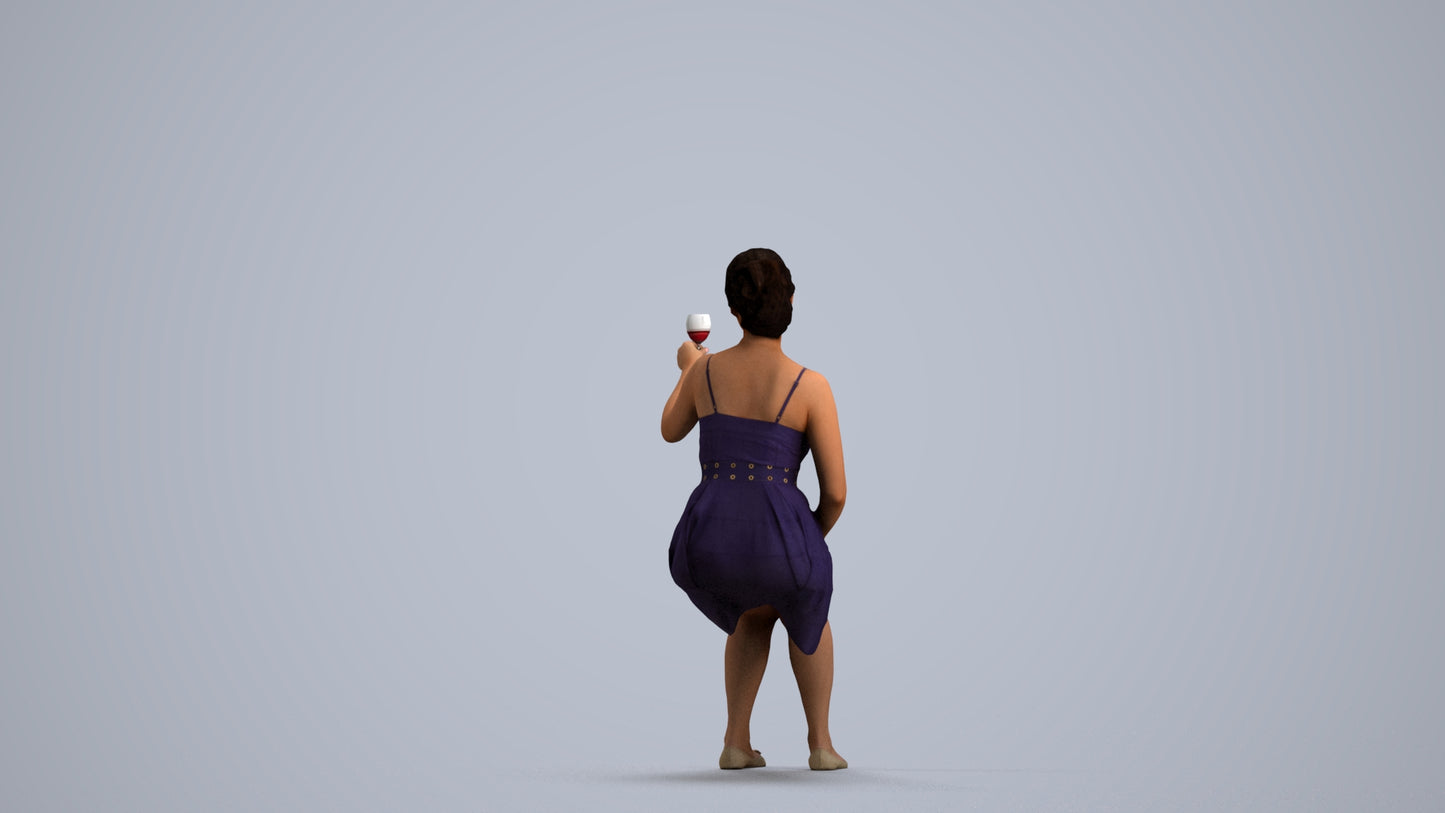 3D scanned woman formalaffairs formal, photorealistic archviz people for Enscape and SketchUp, front view render