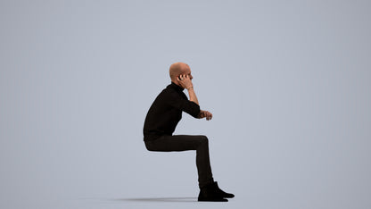 3D human model man casual business, photogrammetry scanned person for archviz, side view render