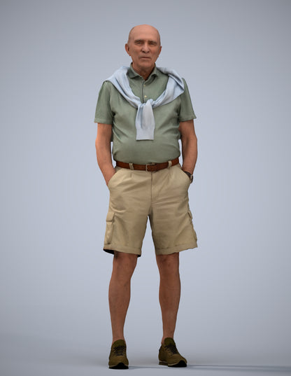 photogrammetry 3D senior man casual standing, realistic human model archviz FBX