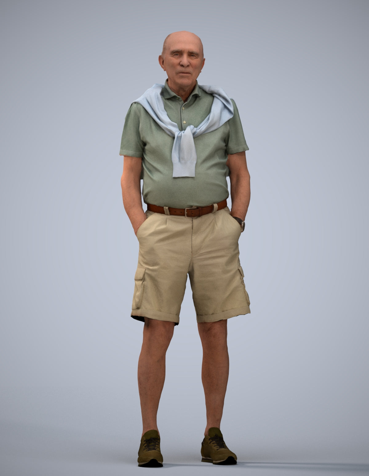 photogrammetry 3D senior man casual standing, realistic human model archviz FBX
