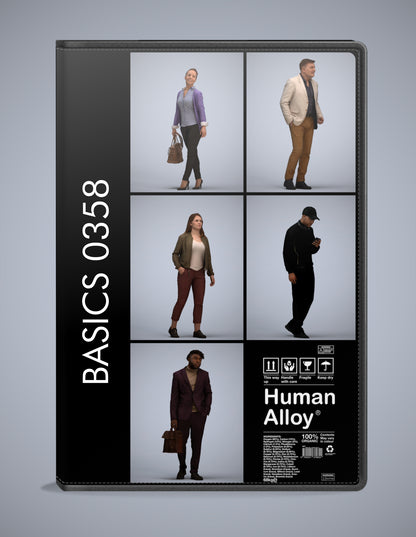 5x realistic 3D people walking pack, scanned archviz collection for Blender and 3ds Max