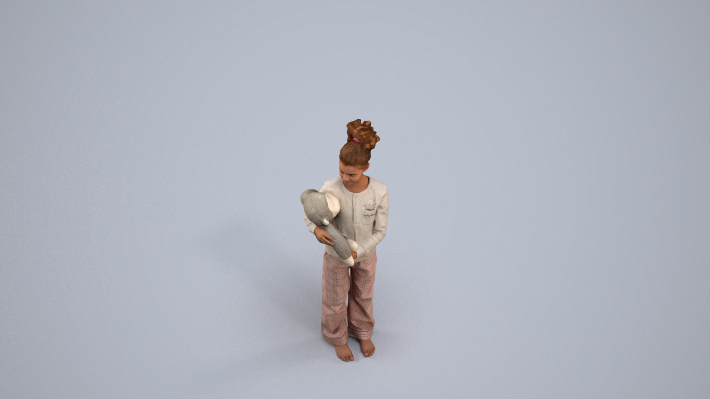 3D people model girl casual kids, scanned human for 3ds Max rendering, back view render