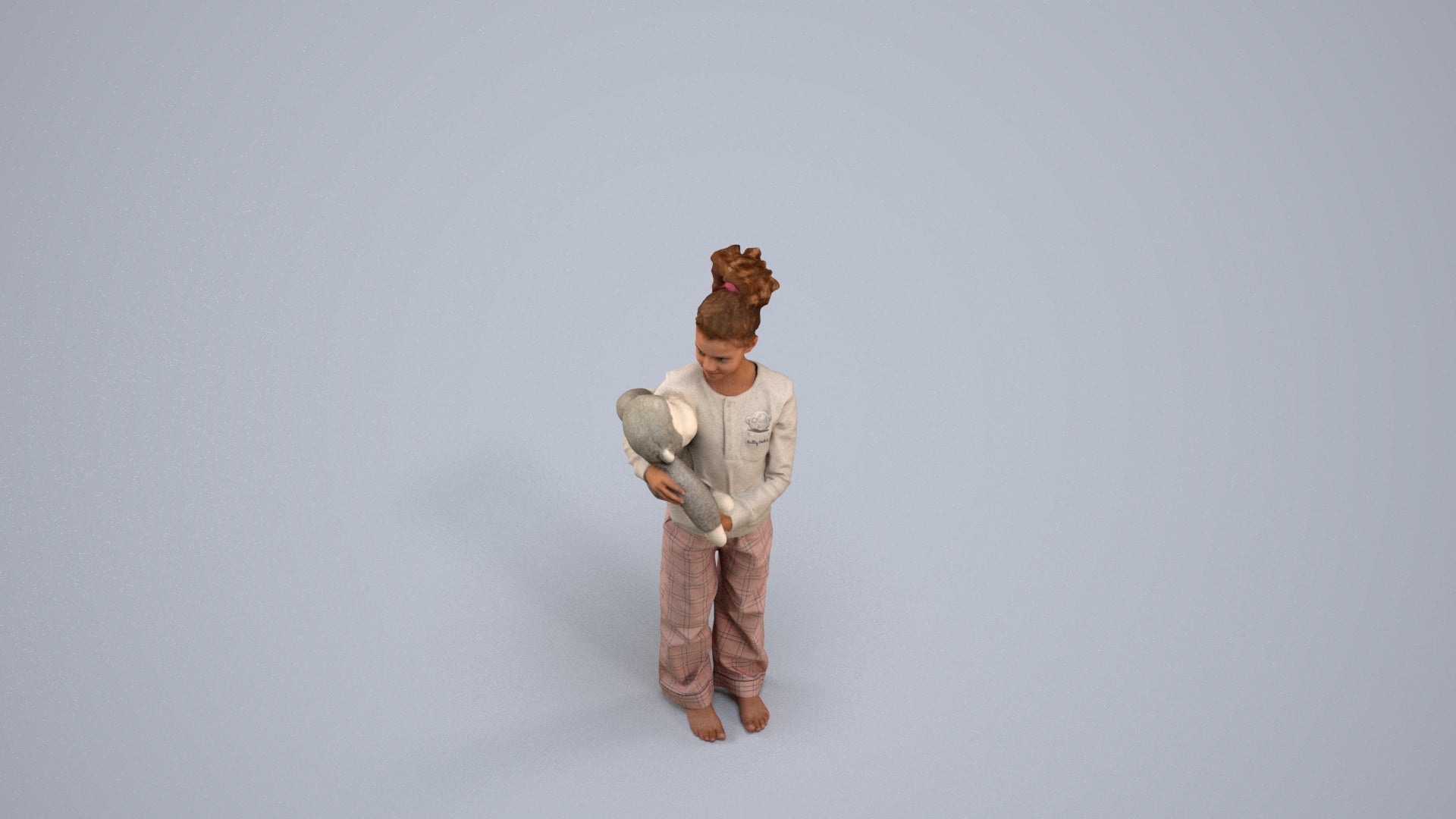 3D people model girl casual kids, scanned human for 3ds Max rendering, back view render