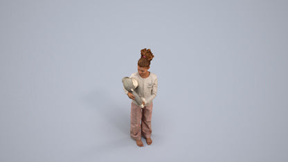 3D people model girl casual kids, scanned human for 3ds Max rendering, back view render