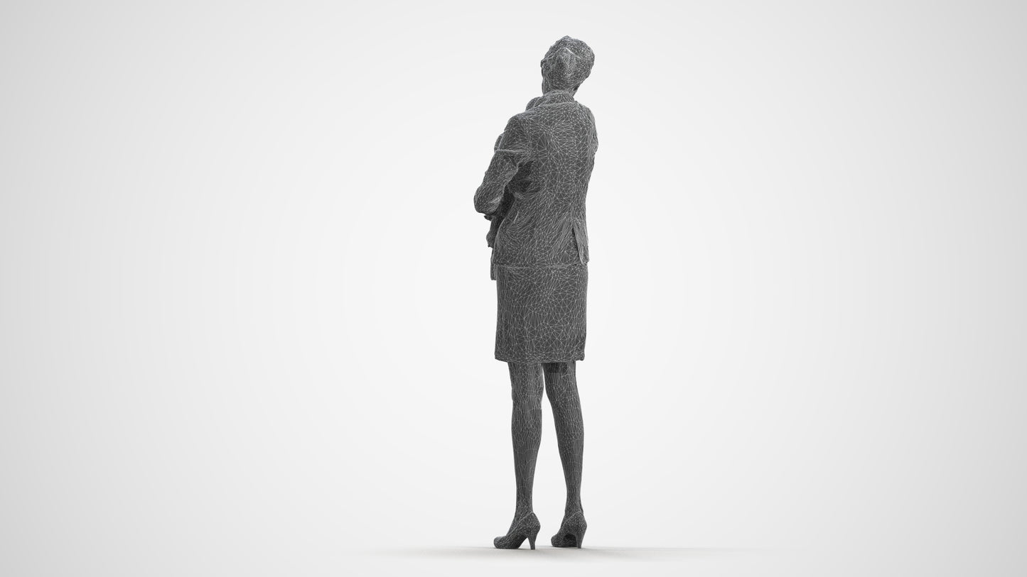 scanned 3D girl business kids, photogrammetry people for Enscape and V-Ray, wireframe front view