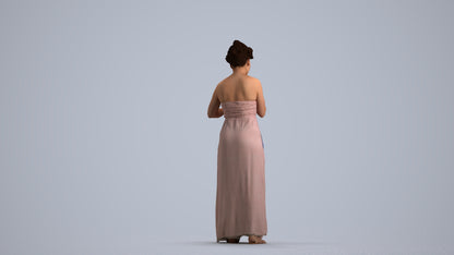 realistic 3D human woman casual standing, archviz people FBX OBJ for Blender, front view render