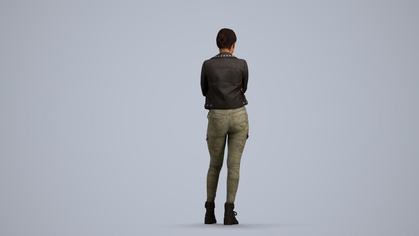 photogrammetry 3D woman casual standing, realistic human model archviz FBX, front view render