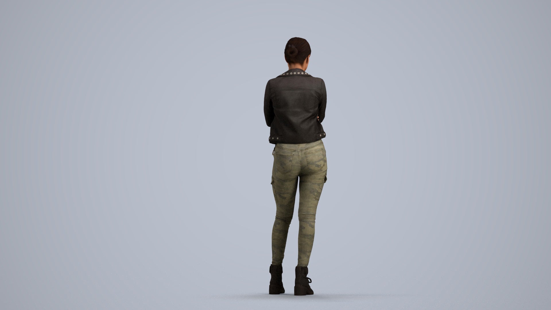 photogrammetry 3D woman casual standing, realistic human model archviz FBX, front view render