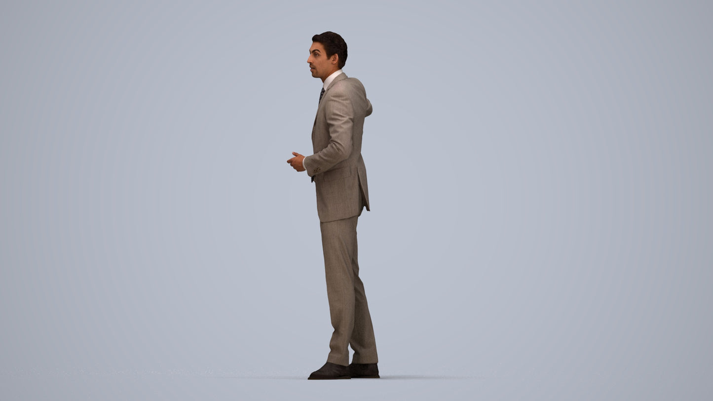 3D scanned man shopping business, photorealistic archviz people for Enscape and SketchUp, top-down view render