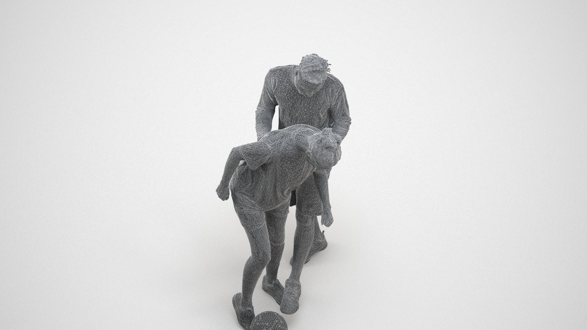 scanned 3D woman sport, photogrammetry people for Enscape and V-Ray, wireframe three-quarter view
