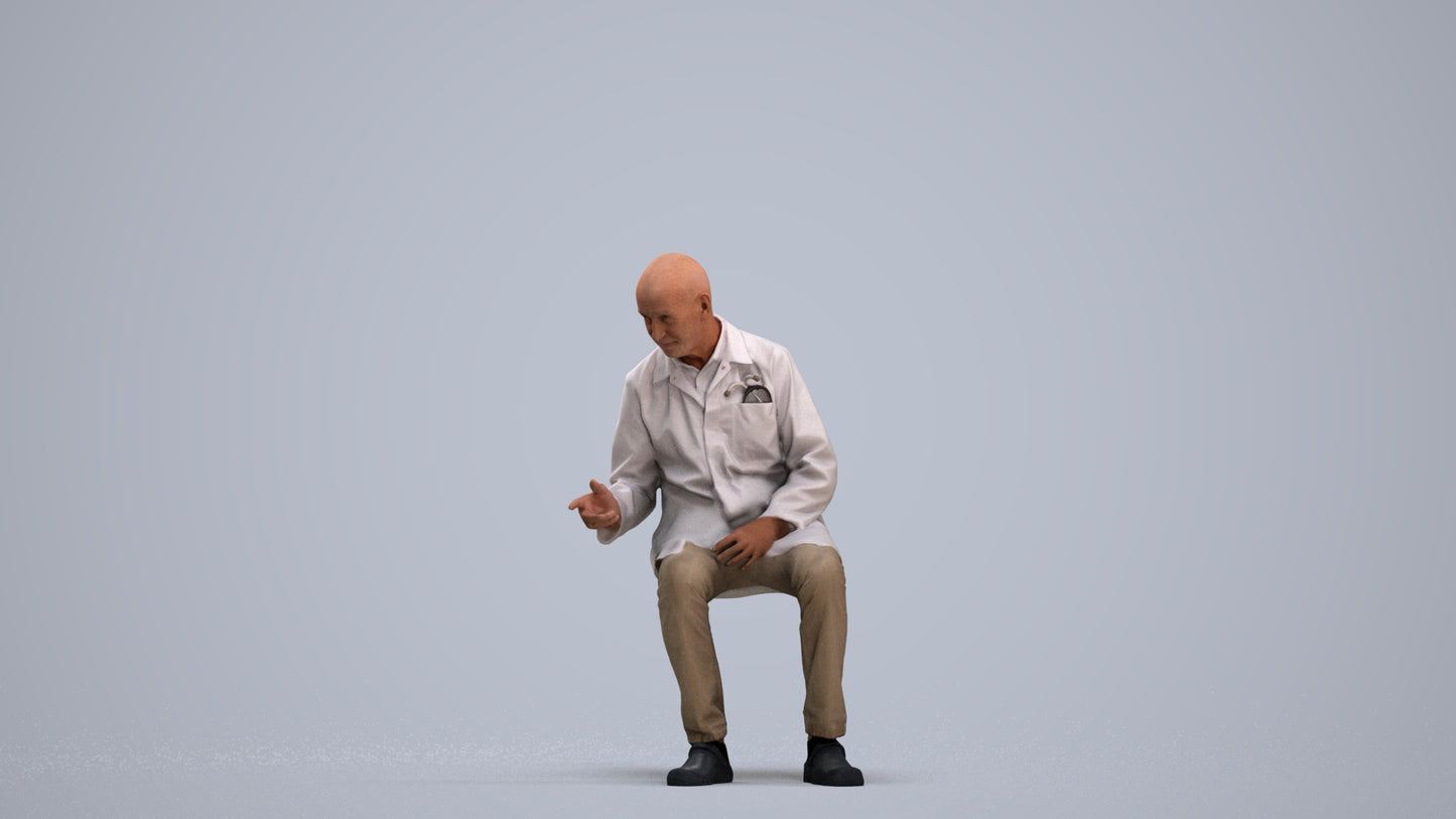 realistic 3D senior man medical, scanned archviz people for Blender and 3ds Max, standing pose render